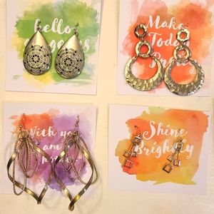 Lot of 10 pairs of silver colored dangling earrings